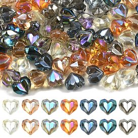70pcs 7 Farben galvanisieren transparente Glasperlen, Herz, facettiert, ab Farbe plattiert, halb plattiert