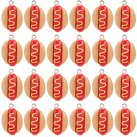 60подвески из непрозрачной смолы, очарование хот-дога, имитация еды, с платиновыми тоновыми железными петлями