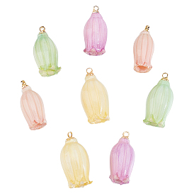 8 piezas 4 colores colgantes de resina opaca, encanto de flores