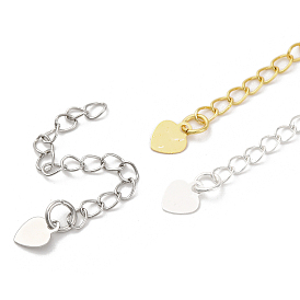 Brass Ends with Chain, Long-Lasting Plated, Heart