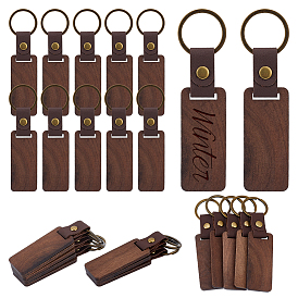 40шт. брелоки из орехового дерева, с кольцами для ключей из сплава, прямоугольные