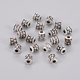 Tibetan Style Alloy Spacer Beads, Lead Free and Cadmium Free, Column, about 6mm in diameter, 6mm long, hole: 2mm