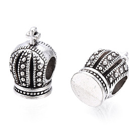 Alloy European Beads, Large Hole Beads, 3D Crown, 14x9x11mm, Hole: 5mm