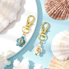 Подвесные украшения из медной проволоки с черепаховым окрасом из искусственной бирюзы, с поворотными застежками сплава