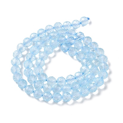 Natural Topaz Crystal Beads Strands, Round, Faceted, Grade AAA