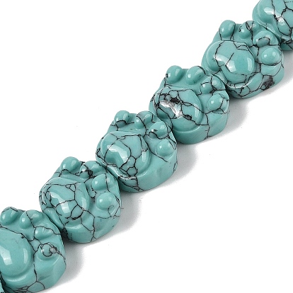 Синтетических нитей бирюзовые бусы, кошачья лапа