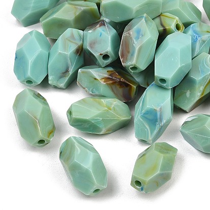 Двухцветные непрозрачные акриловые бусины, имитирующие драгоценные камни, овальные, граненые