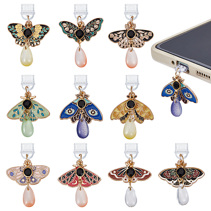 10шт пластиковые мобильные пылезащитные заглушки, с подвесками из эмали и сплава 