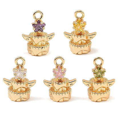 Латунные микро проложить кубического циркония прелести, реальный 18 k позолоченный, кулон в виде звезды