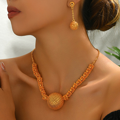 Элегантные комплекты из полого круглого ожерелья и серег из сплава Ближнего Востока для женщин