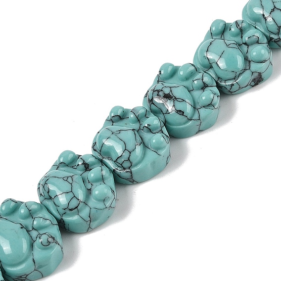 Синтетических нитей бирюзовые бусы, кошачья лапа