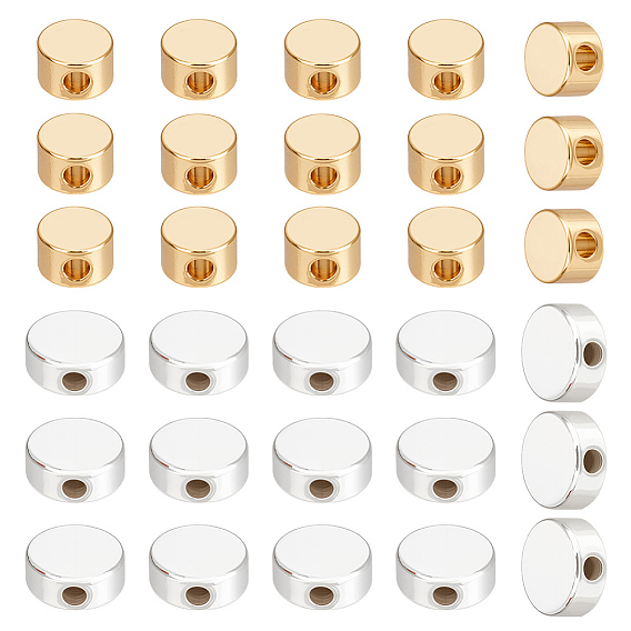 60 шт 2 стили латунные бусины, плоско-круглые