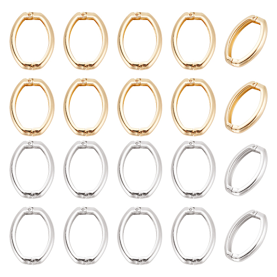 20шт 2 цвета латунь укороченные застежки, Twister застежками, овальные