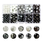 10 Style Spray Painted & Drawbench Transparent & Baking Paint Glass Beads, Round