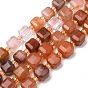 Brins de perles de quartz rutile en poils de lapin rouge naturel, perles cubiques à facettes taillées sur table, avec des perles de rocaille