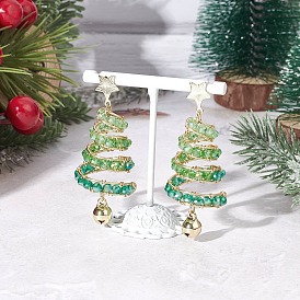 Латунные стекла болтаются серьги, рождественская елка, с 304 нержавеющей сталью и экологически чистой медной проволокой и 201 нержавеющей сталью
