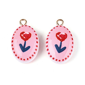 Печатные акриловые подвески, овальные и цветочные подвески, с латунной найти