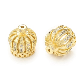 Brass Micro Pave Cubic Zirconia Cord Ends, End Caps, Crown