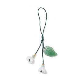 Imitation Jade Glass & Natural Green Aventurine  Pendant Mobile Straps, Nylon Cord Mobile Accessories Decor