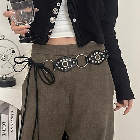 Женские ремни-цепочки с завязками-узлами из сплава и искусственной кожи, платина