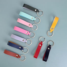 Porte-clés en cuir pu, avec porte-clés en métal, rectangle
