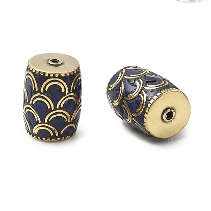 Ручной тибетском стиле бисера, колонка, Латунные бусины, с синтетическими бирюзовый