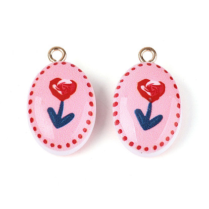 Печатные акриловые подвески, овальные и цветочные подвески, с латунной найти