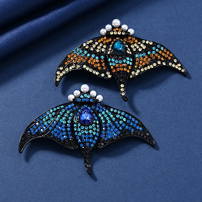 Броши из сплава манта-рей со стразами, с пластиковой жемчужины