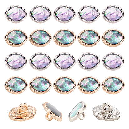 20шт 2 цвета сплав эмаль хвостовик пуговицы, с оболочкой внутри, овальные