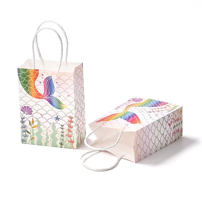 Rectangle Foldable Creative Kraft Paper Gift Bag, with Handle, Wedding Favor Bag