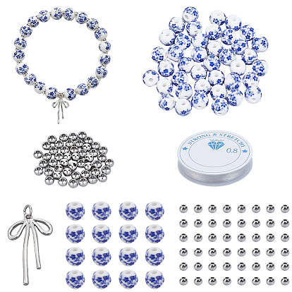 Наборы для изготовления браслетов своими руками, включая латунные подвески и бусины, фарфоровые керамические бусины и эластичная хрустальная нить