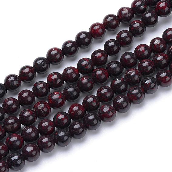 Natural Bloodstone Beads Strands, Heliotrope Stone Beads, Round