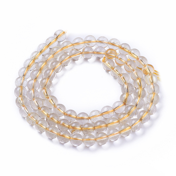 Природные Rutilated кварцевые нити бисера, круглые