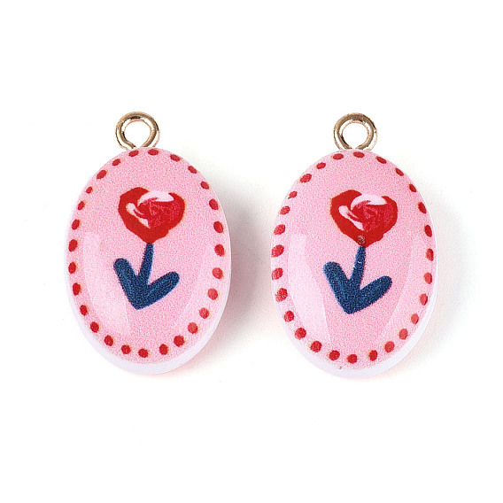 Печатные акриловые подвески, овальные и цветочные подвески, с латунной найти