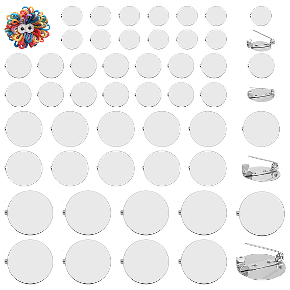80шт. 4 стили железных оснований для брошей, плоско-круглые