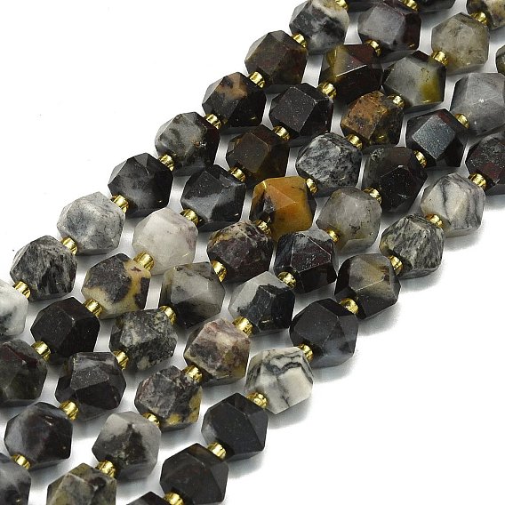 Нити бусин из натурального нефрита, граненые, восьмиугольный