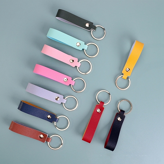 Брелок из искусственной кожи, с металлическим кольцом для ключей, прямоугольные