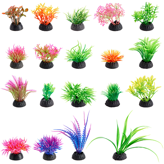 Plastic & Resin Sea Grass Display Decorations, for Micro Landscape Fish Tank Aquarium Decoration Accessories