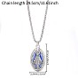 Religion Alloy Enamel Oval with Virgin Pendant Necklaces, Platinum