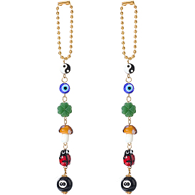 Гриб и сглаз акриловые и лампворк и стеклянные подвесные украшения, со стальными шариковыми цепями, для автомобильных подвесных украшений