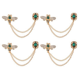 4 шт. брошь-цепочка в виде пчелы и прямоугольника со стразами, булавка в виде животного из цинкового сплава для воротника рубашки