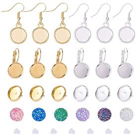 DIY Earring Making, with Resin Cabochons, Imitation Druzy Agate, Alloy Hook Earring Findings, Brass Leverback Earring Findings and Brass Stud Earring Findings