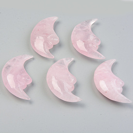 Natural Madagascar Rose Quartz Beads, No Hole/Undrilled, Moon
