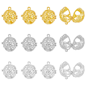 12шт 3 цвета латунные подвески в виде клетки, для ожерелья, полый круглый брелок с деревом жизни