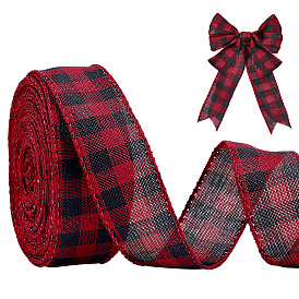 1 рулонная полиэфирная лента, шотландка шаблон, для рождественской подарочной упаковки
