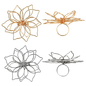 4 шт. 2 цветные кольца из сплава, цветок