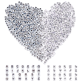 Arricraft 380 pcs lettres acryliques opaques perles à grand trou, 340 cube de pièces avec perles acryliques constellation/signe du zodiaque