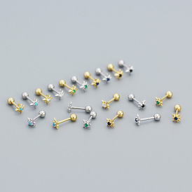 Звезда 925 серьги для хряща уха из стерлингового серебра с инкрустацией кубическим цирконием