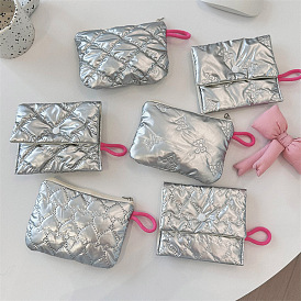 Cloth Silver Love Heart Cute Handbag Coin Purse, Storage Sanitary Bag