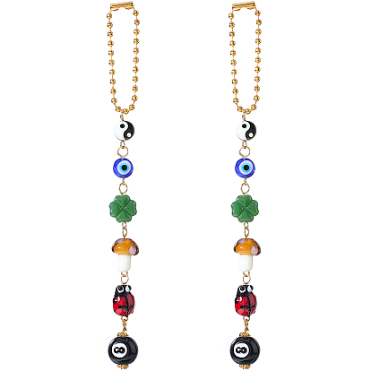 Гриб и сглаз акриловые и лампворк и стеклянные подвесные украшения, со стальными шариковыми цепями, для автомобильных подвесных украшений